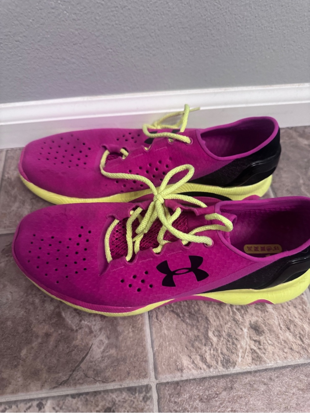 Under Armour Women’s Hot Pink Sneakers with Black Accents - Size 9